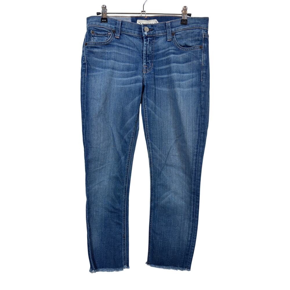Elizabeth and James Textile Frayed Hem Jeans Womens 27 Blue Ankle Length